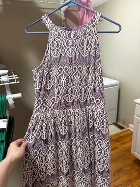 Altar'd State Lavender Lace Overlay Mini Dress